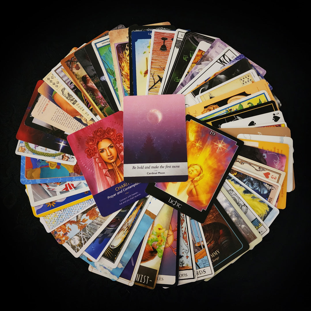 Mixed Tarot and Oracle Card Collection Pink Velvet 50 Cards