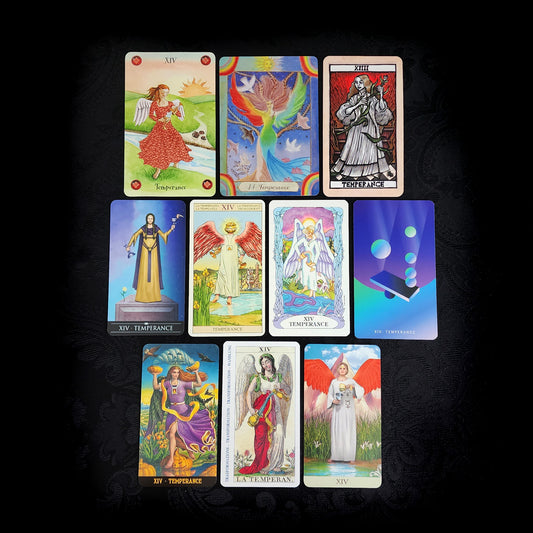10 Mixed Temperance Tarot Cards