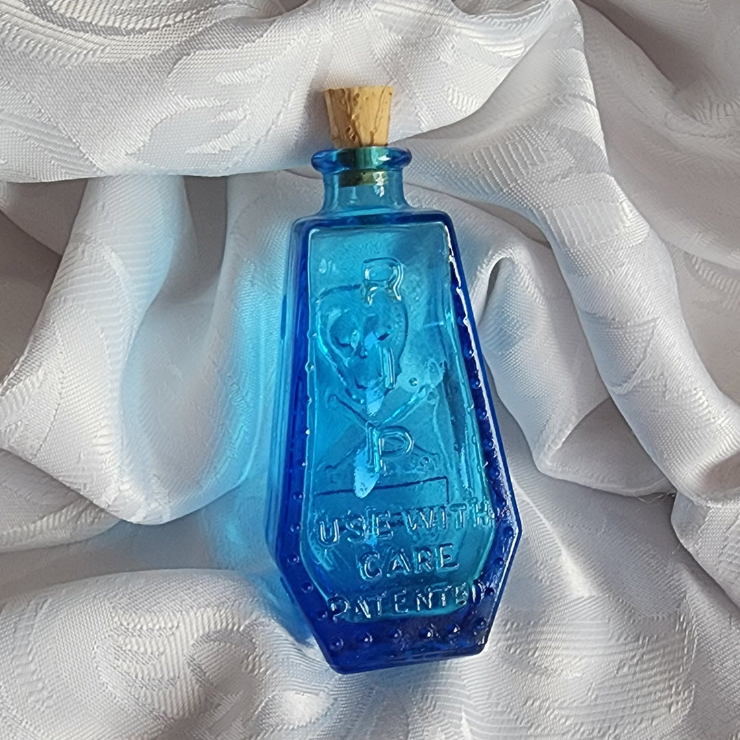 Vintage Blue Wheaton Glass Poison Bottle R.I.P.