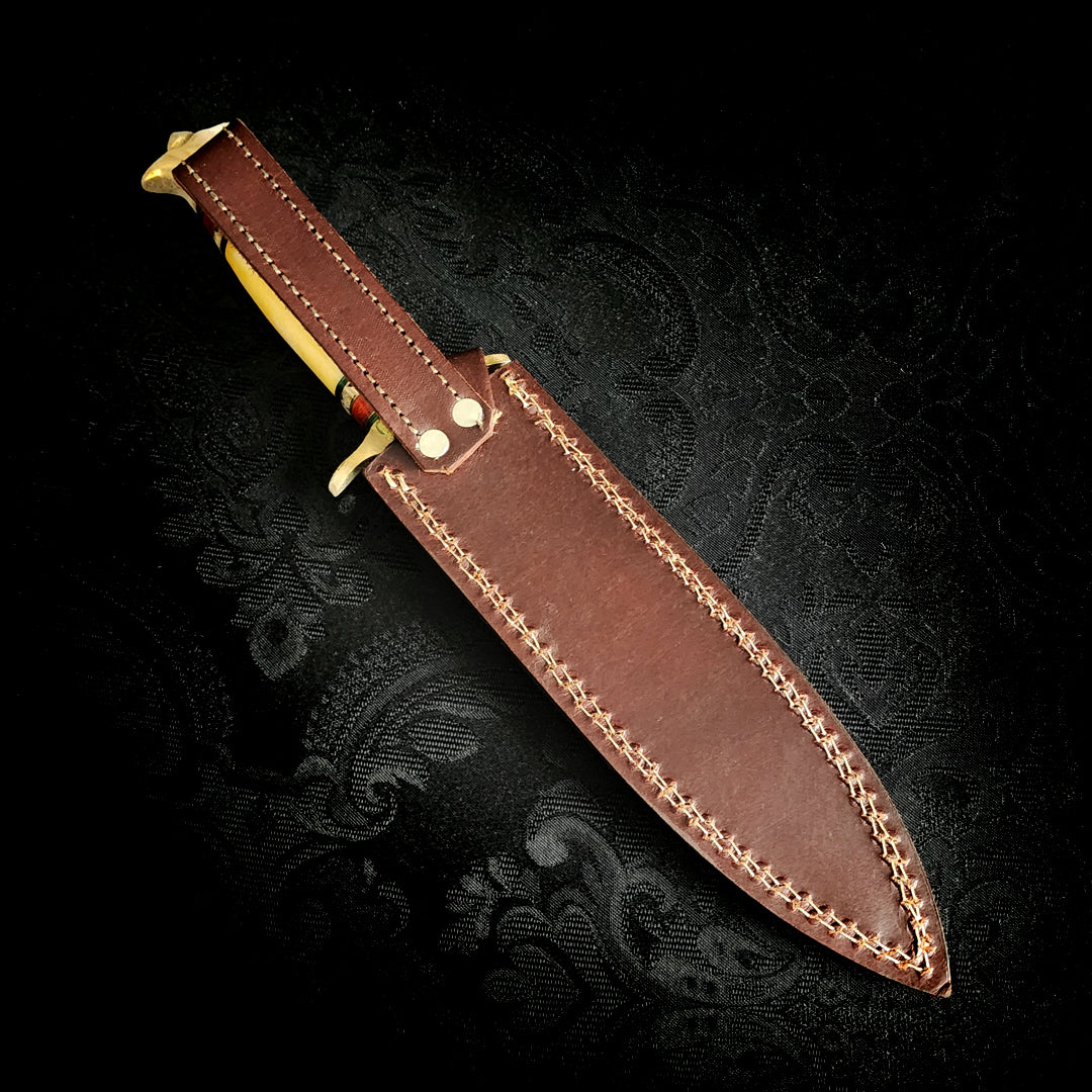 Damascus Steel , Brass and Bone Athame