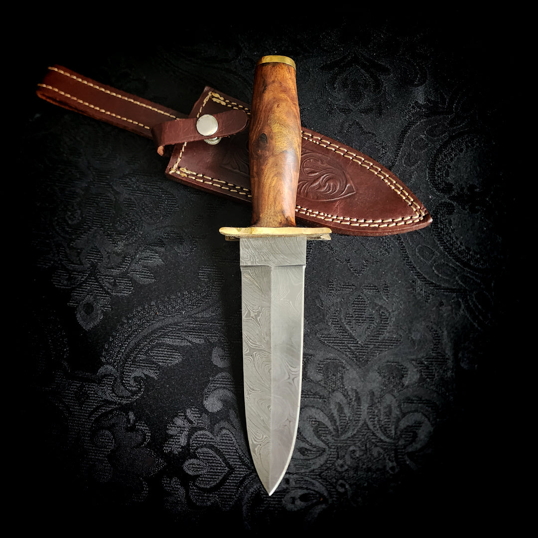 Damascus Steel, Brass and Rosewood Athame