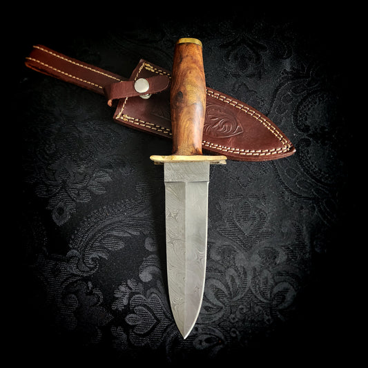 Damascus Steel, Brass and Rosewood Athame