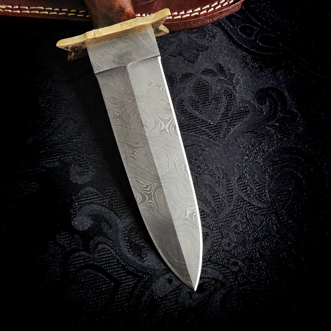 Damascus Steel, Brass and Rosewood Athame