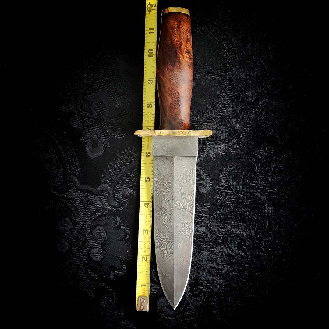Damascus Steel, Brass and Rosewood Athame