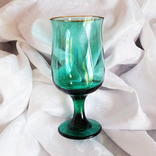 Green Gold Rimmed Goblet