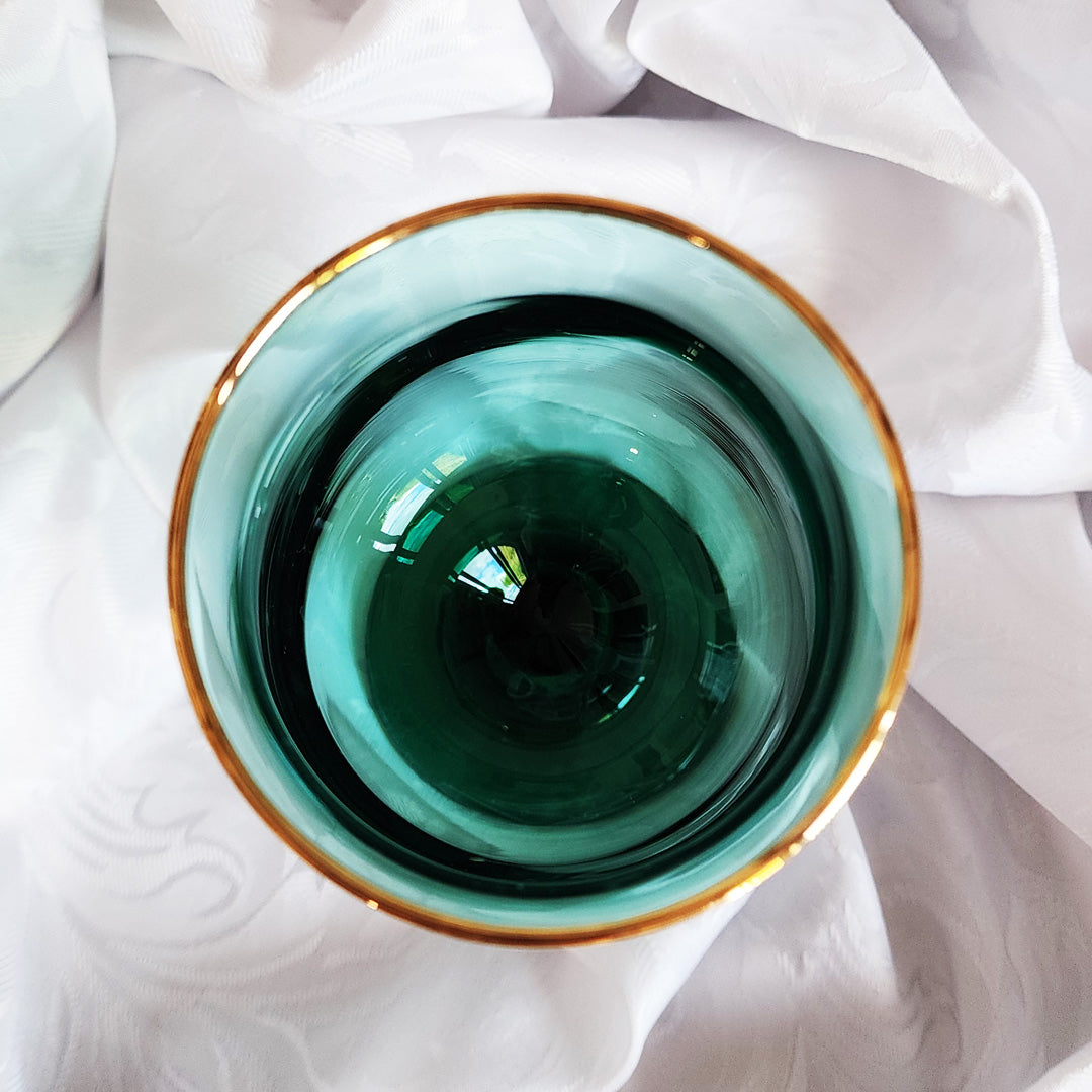 Green Gold Rimmed Goblet
