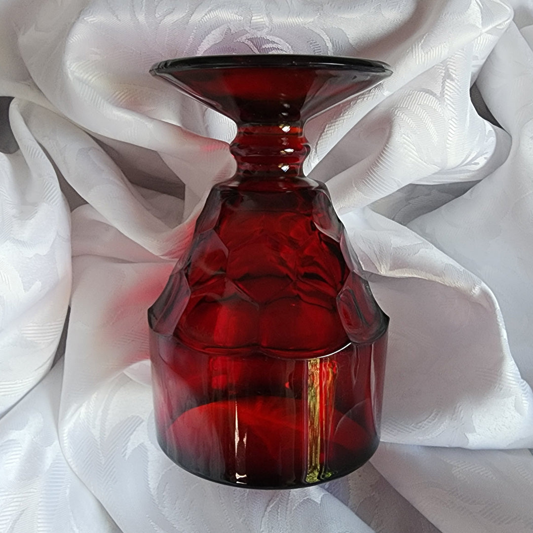 Ruby Red Honeycomb Goblet