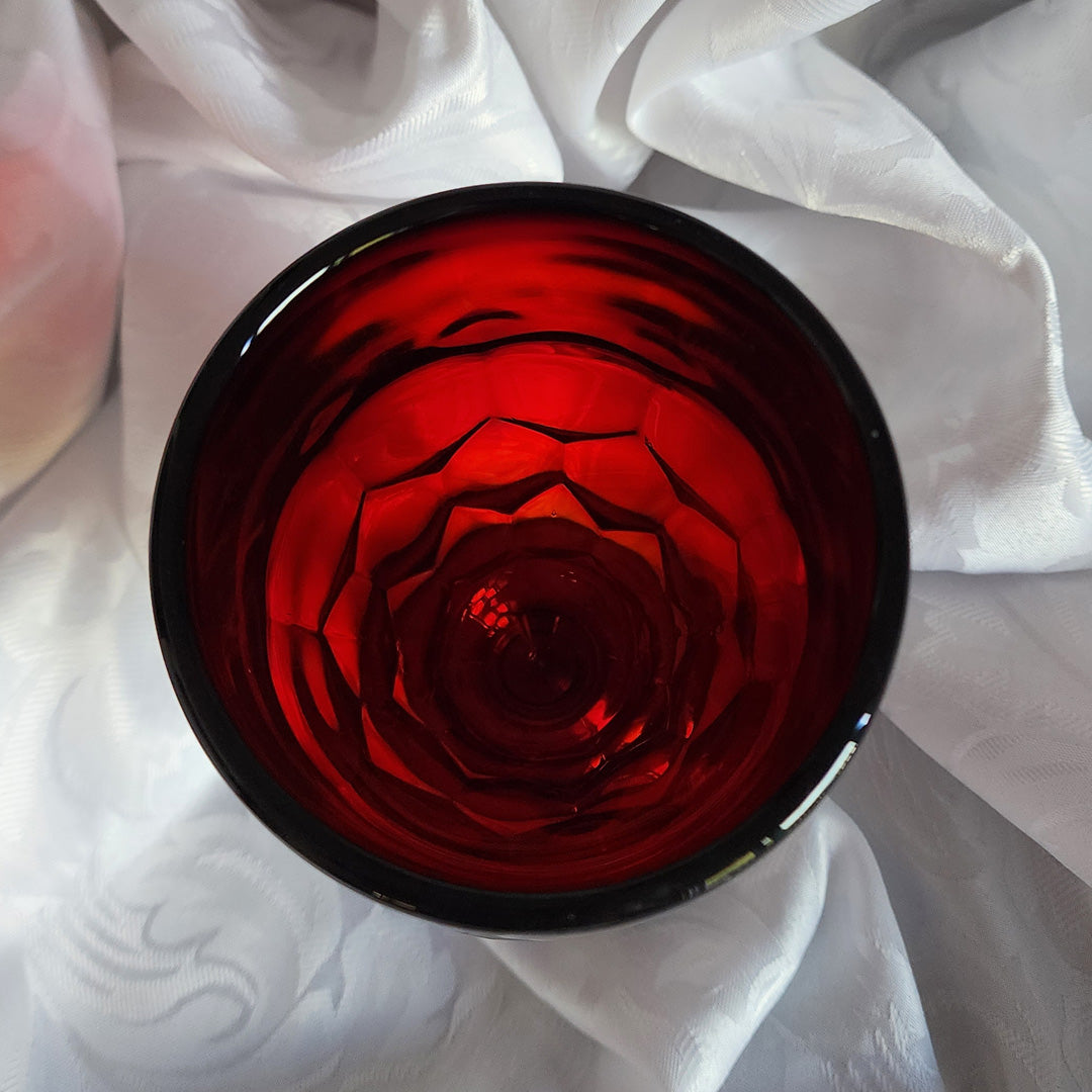 Ruby Red Honeycomb Goblet