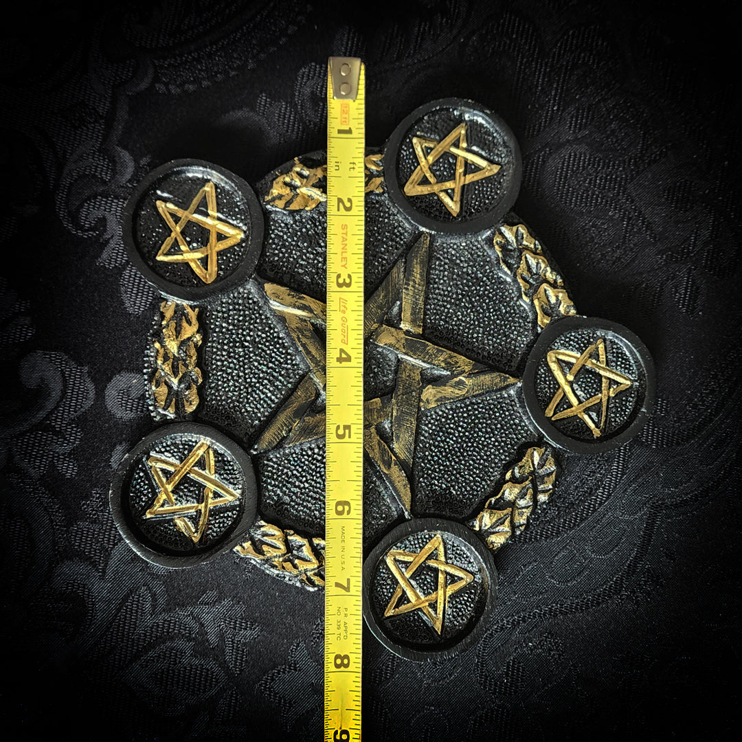 Black Pentacle Altar Tile for Tealights