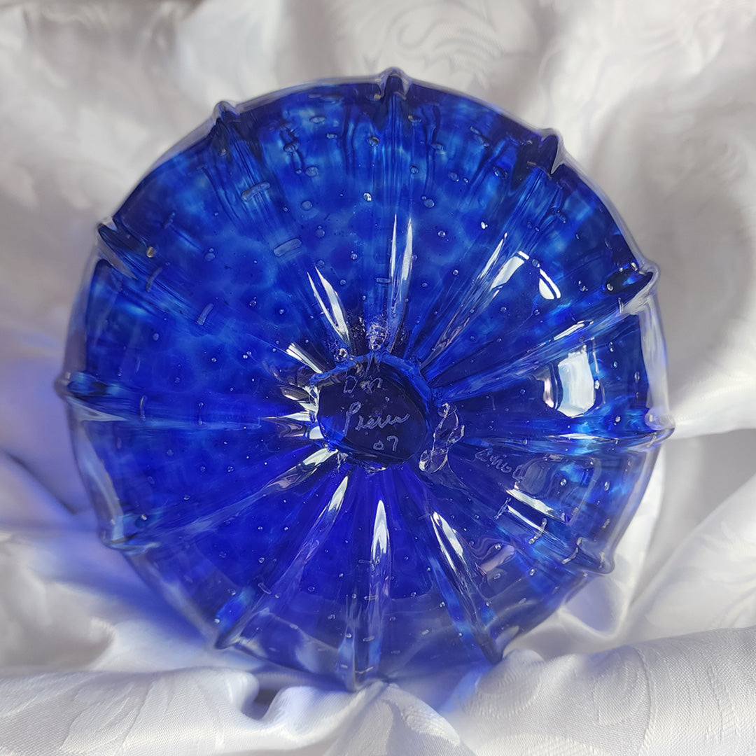 Blue Glass Pumpkin Sculpture