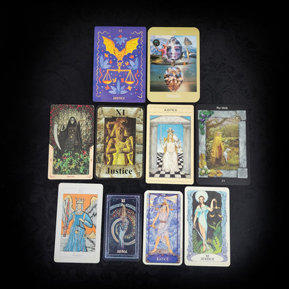 10 Mixed Justice Tarot Cards