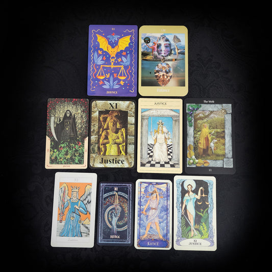 10 Mixed Justice Tarot Cards