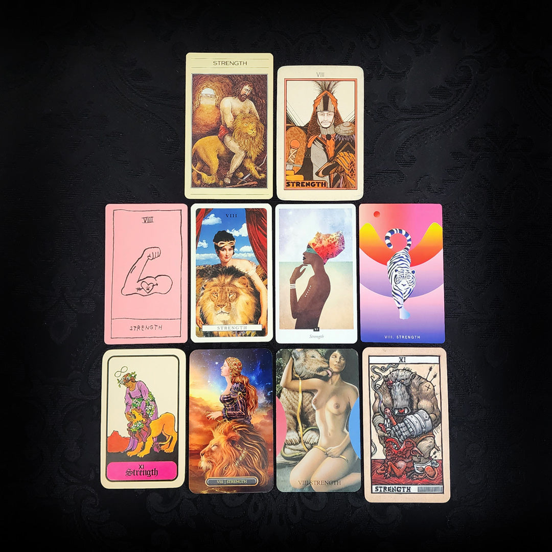 10 Mixed Strength Tarot Cards