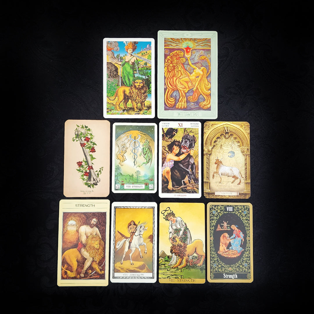 10 Mixed Strength Tarot Cards