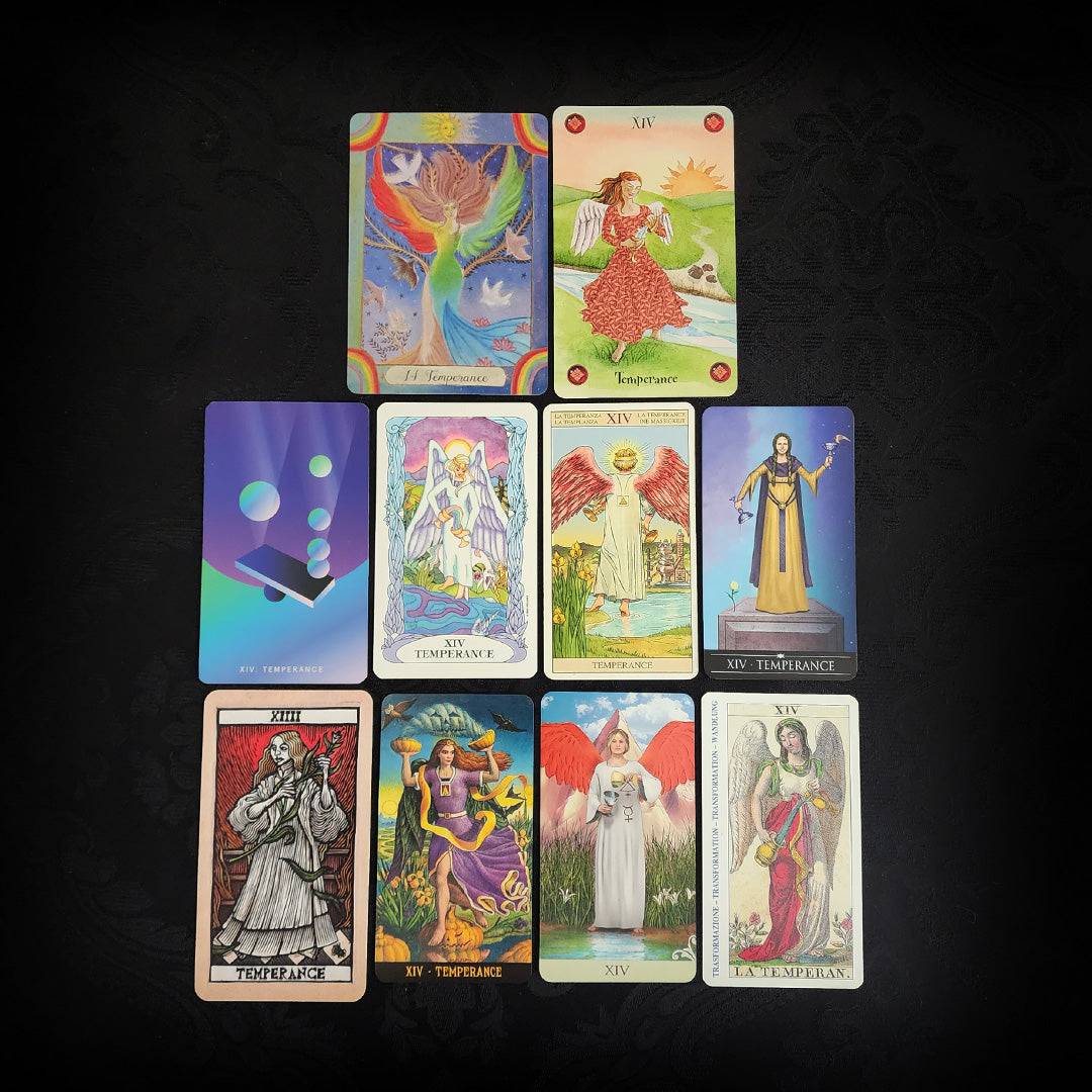 10 Mixed Temperance Tarot Cards