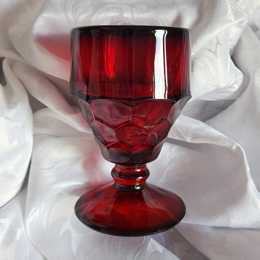 Ruby Red Honeycomb Goblet