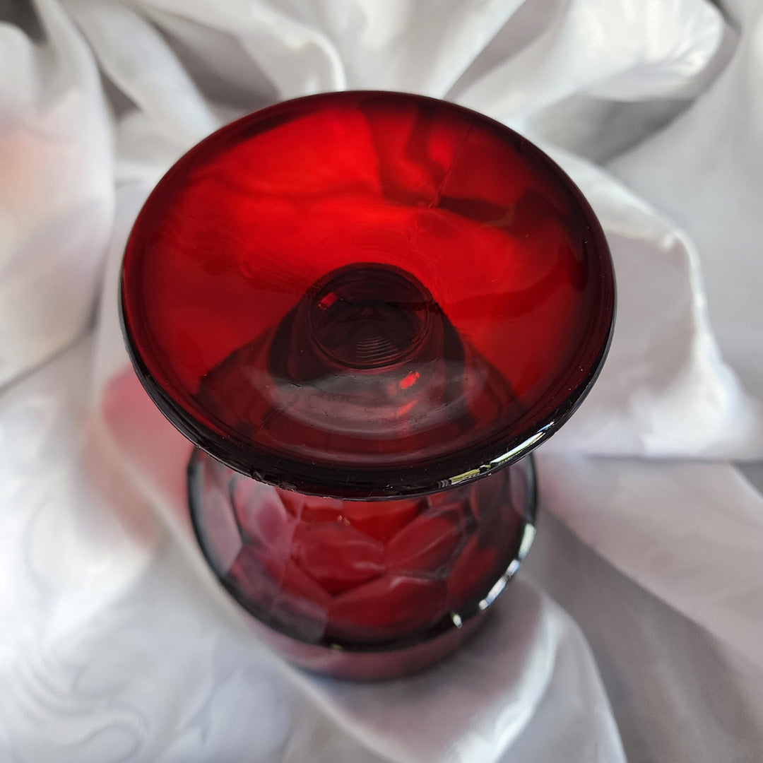 Ruby Red Honeycomb Goblet