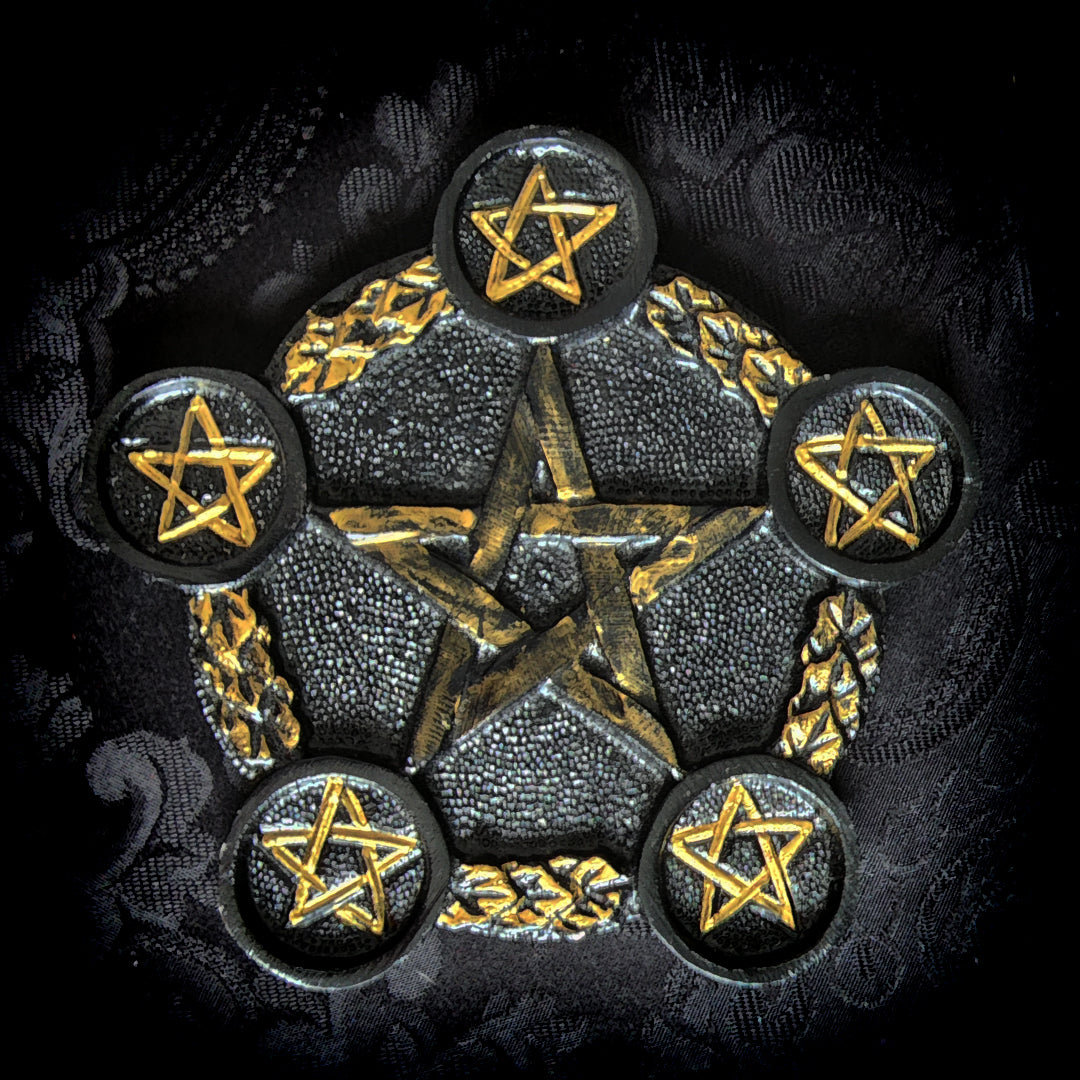 Black Pentacle Altar Tile for Tealights