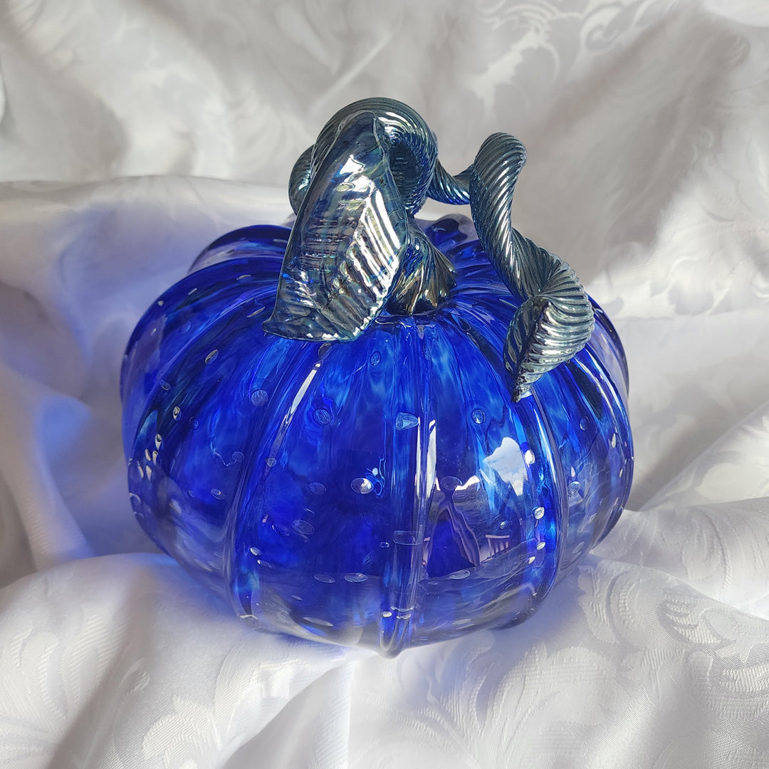 Blue Glass Pumpkin Sculpture