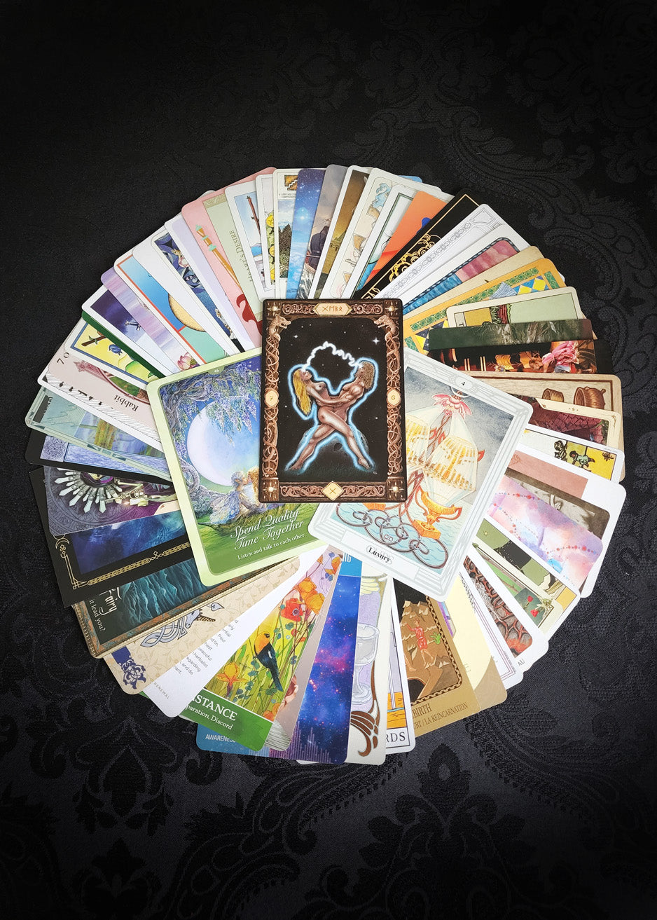 Mixed Tarot and Oracle Card Collection Brown Velvet 50 Cards