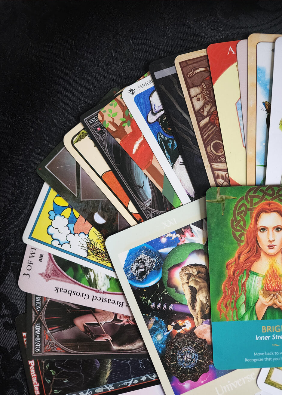 Mixed Tarot and Oracle Card Collection Dark Green 50 Cards