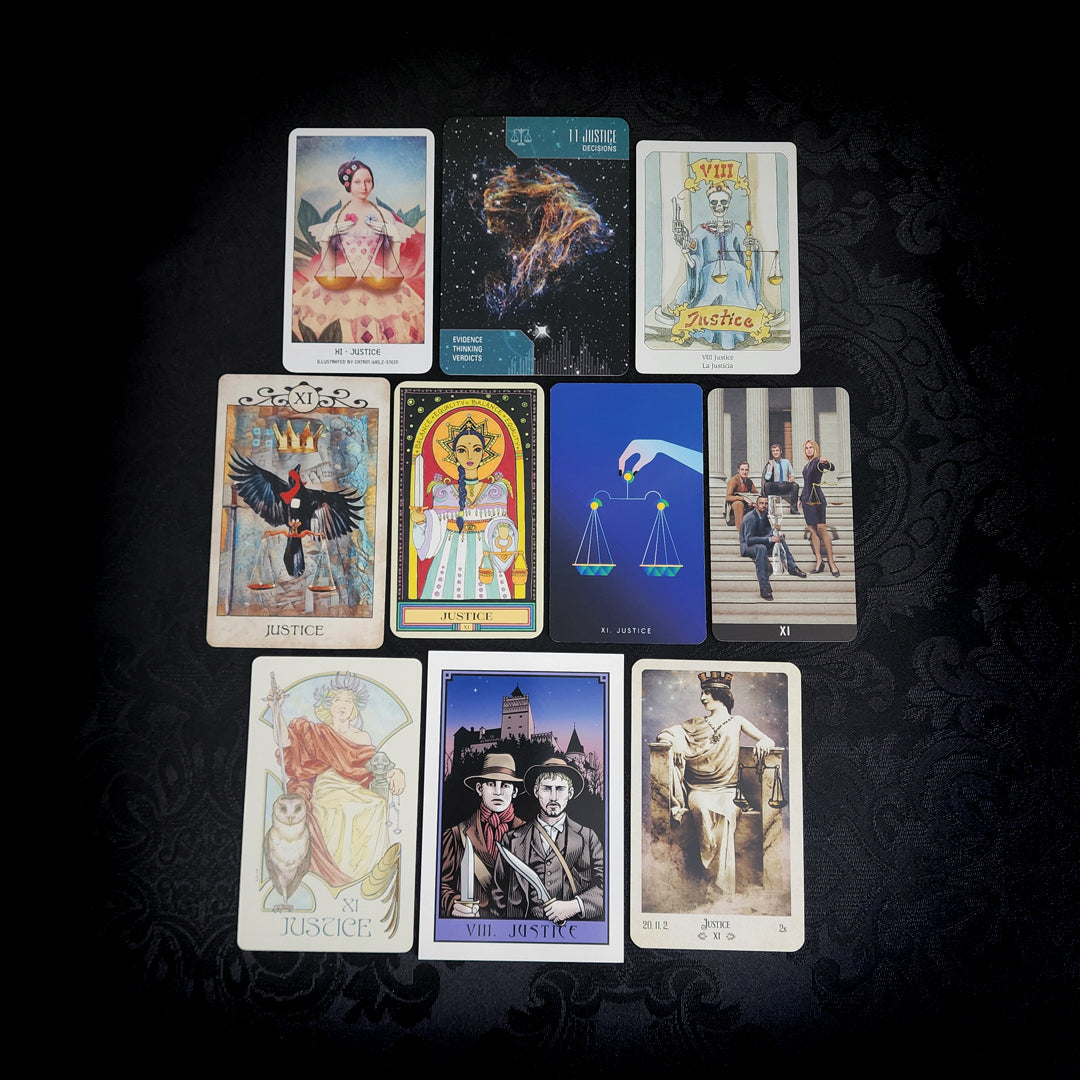 10 Mixed Justice Tarot Cards