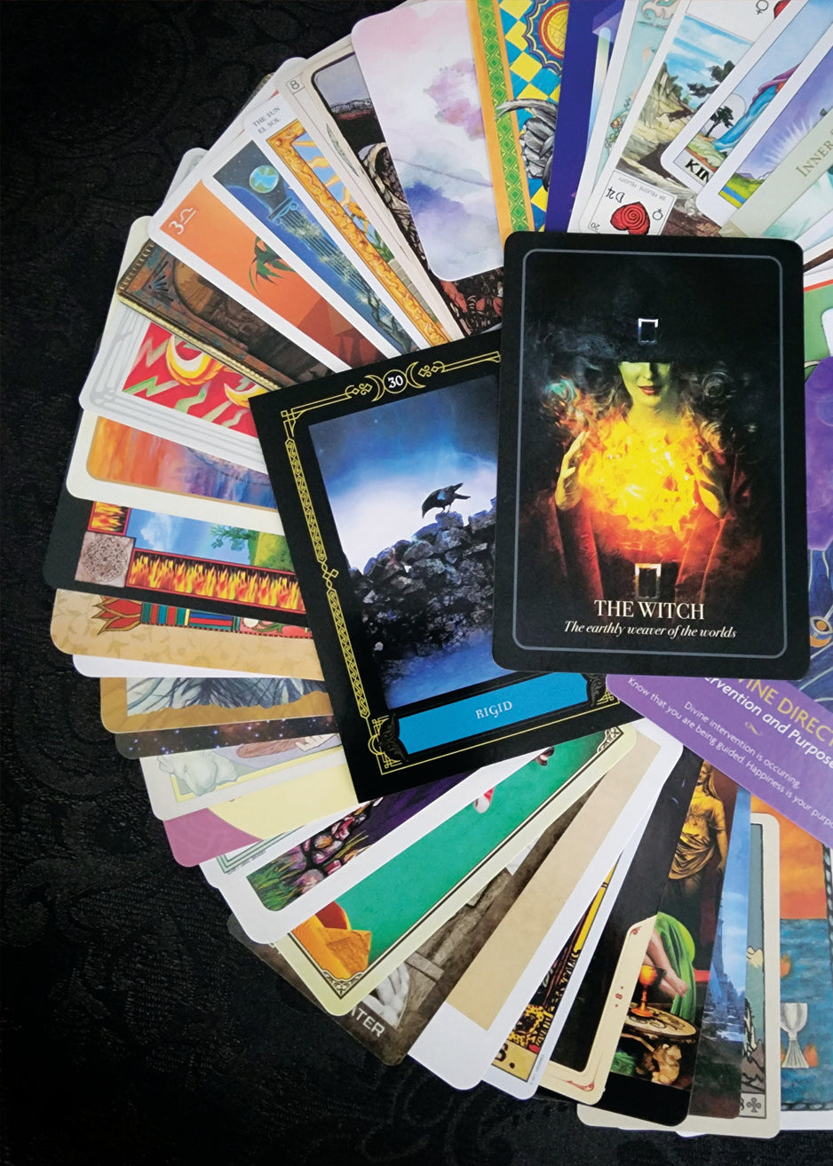 Mixed Tarot and Oracle Card Collection Green Velvet 50 Cards