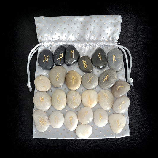 Moon Phases River Rock Rune Stone Set