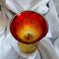 Red Yellow Carnival Glass Goblet