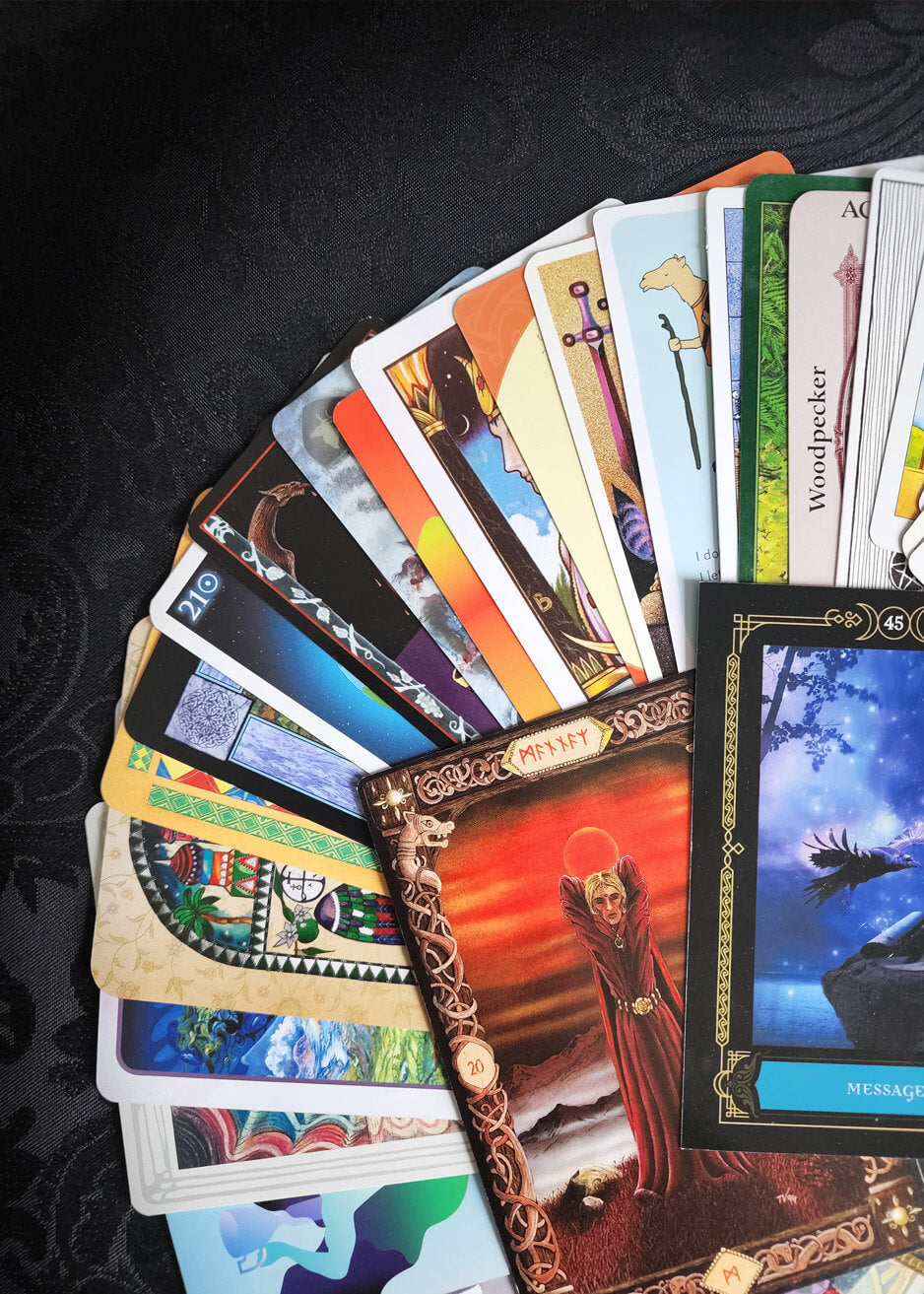 Mixed Tarot and Oracle Card Collection Silver Velvet 50 Cards