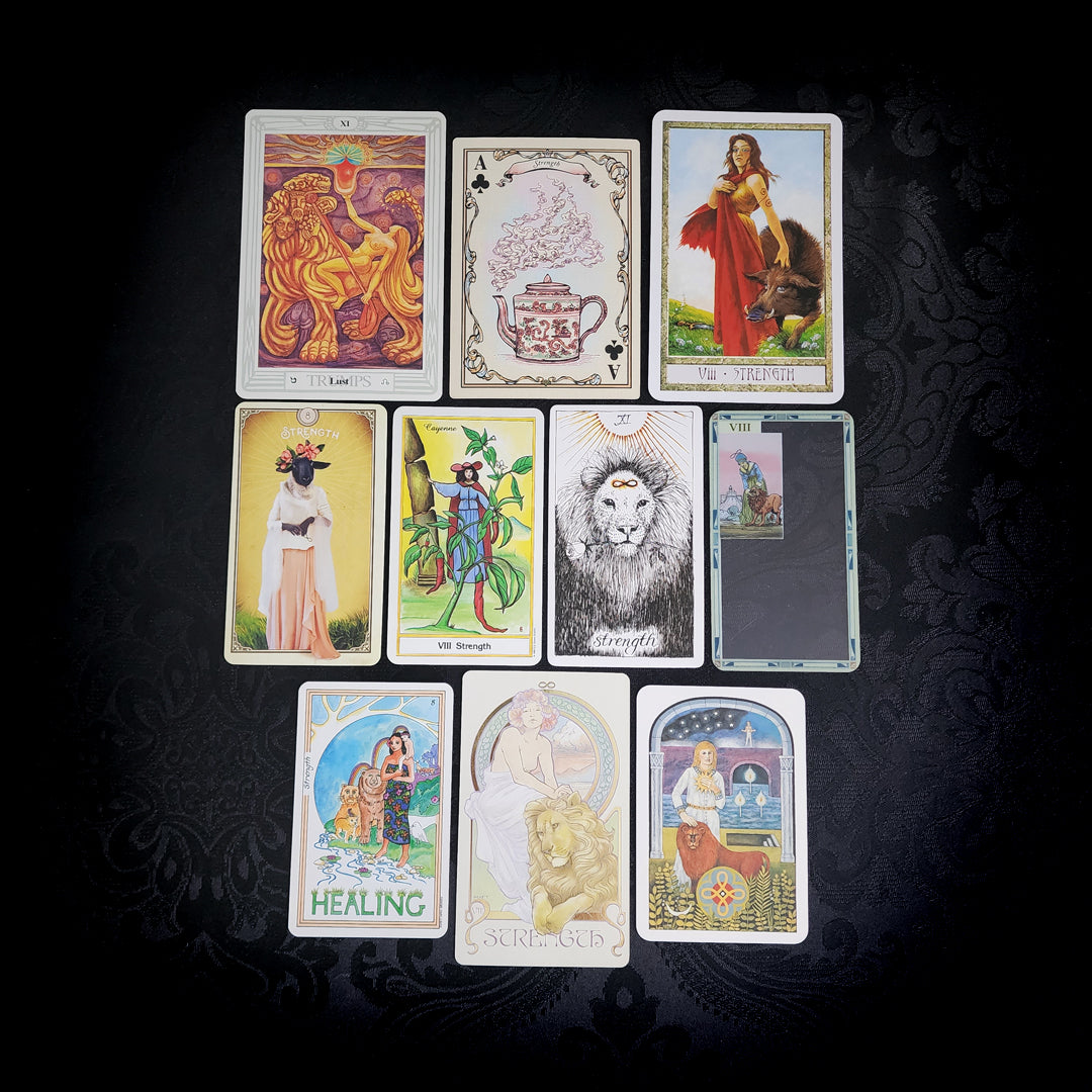 10 Mixed Strength Tarot Cards